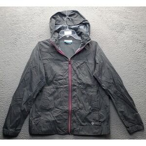 Columbia Omni-Shade Rain Windbreaker Jacket Womens Medium Gray Hooded Full Zip
